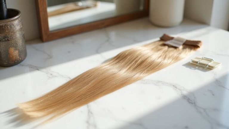 applying tape in hair extensions